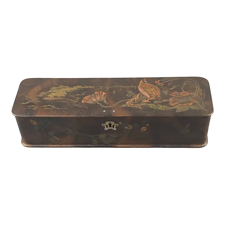 Late 19th Century Antique Victorian French Paper Mache Painted Lacquered Floral Poppies Bird Quel Gl (1 of 12)