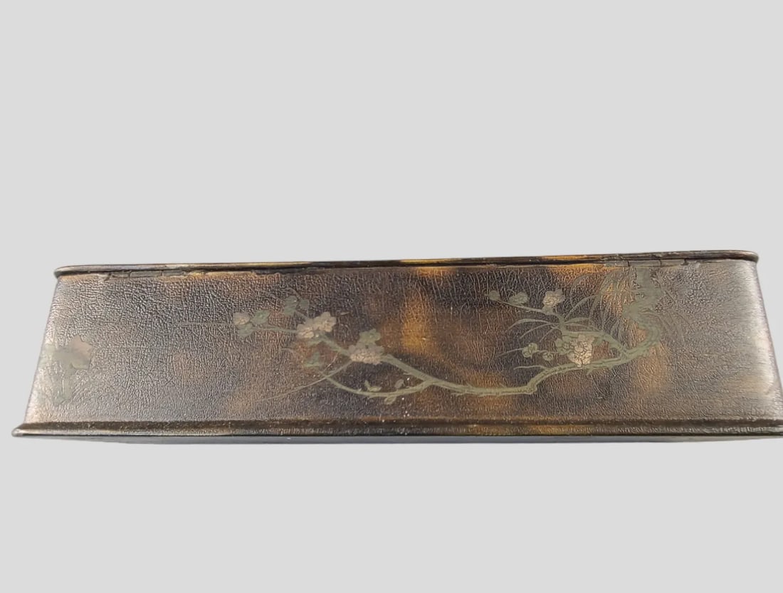 Late 19th Century Antique Victorian French Paper Mache Painted Lacquered Floral Poppies Bird Quel Gl - 4