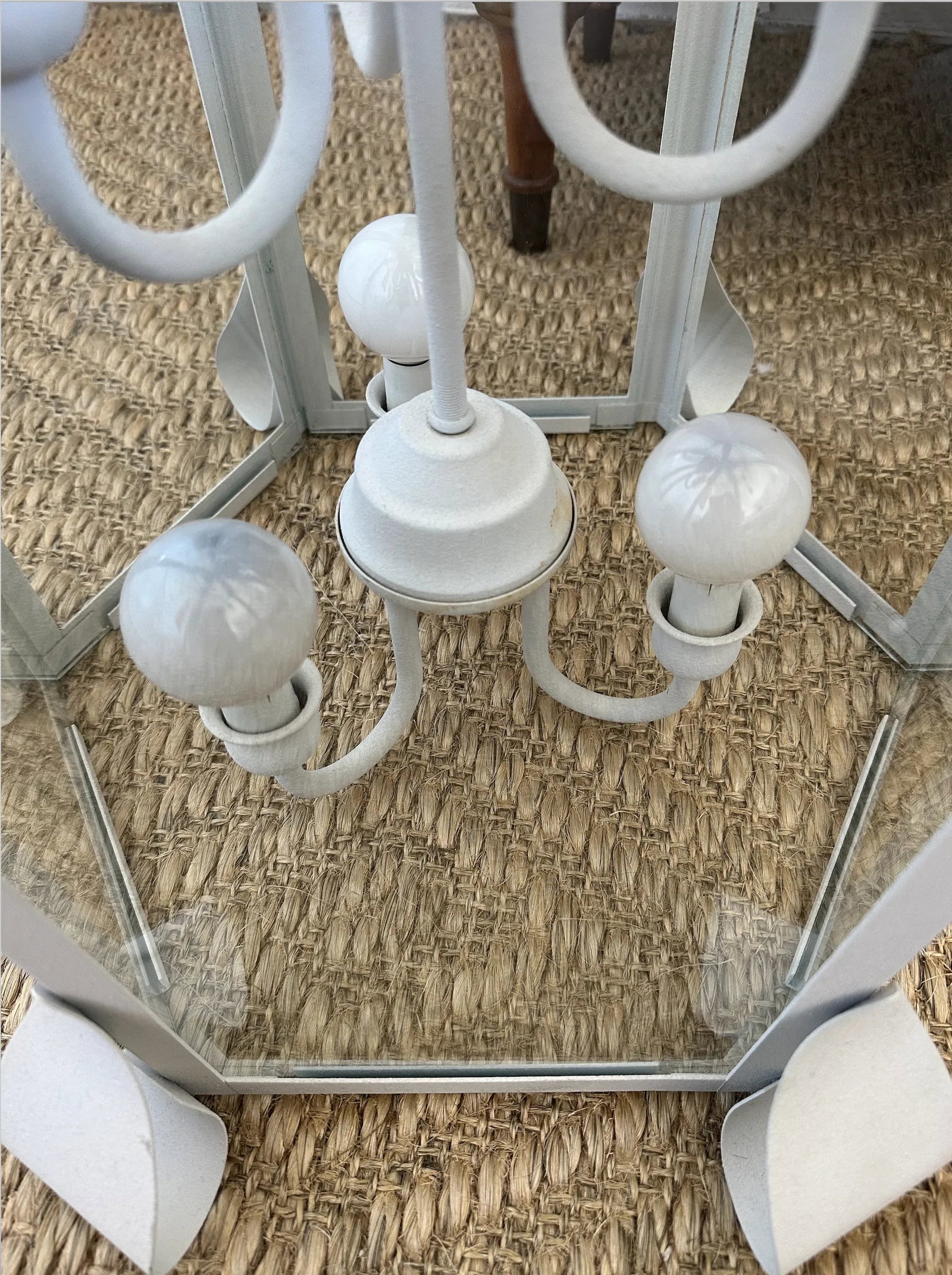Mid 20th Century Metal & Glass Lantern Chandelier, 6 Lights - 3