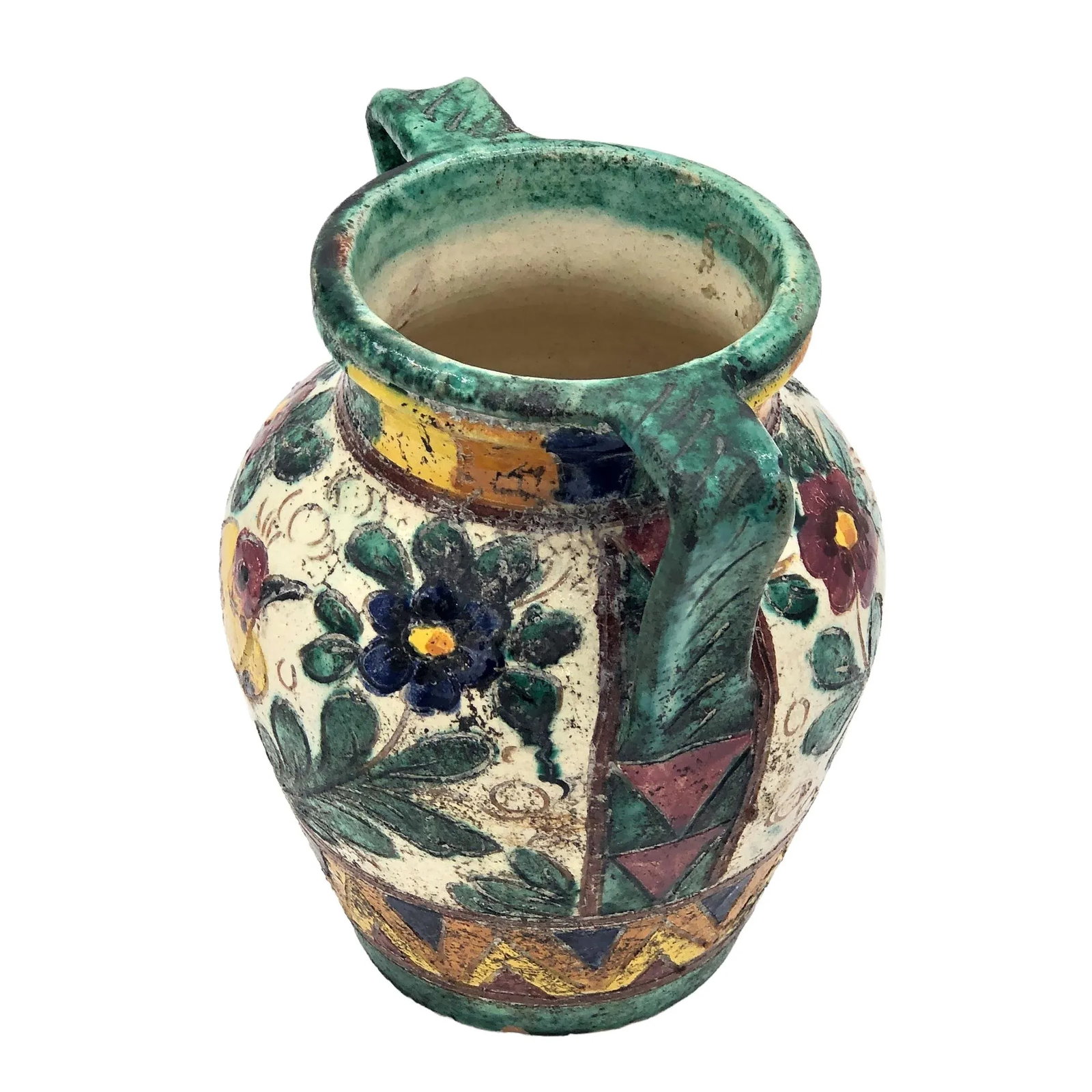 Majolica Italy Tin Glazed Urn/Vase Art Pottery With Handles - 2