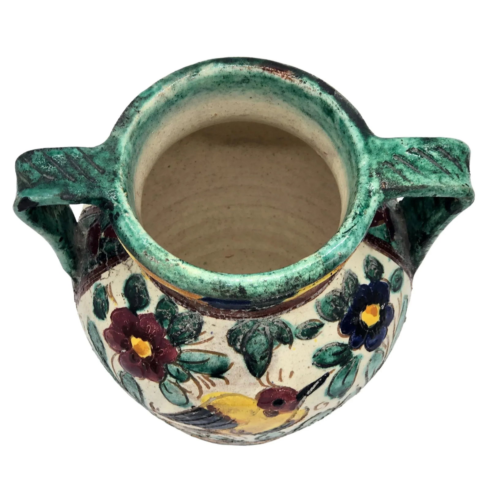 Majolica Italy Tin Glazed Urn/Vase Art Pottery With Handles - 4