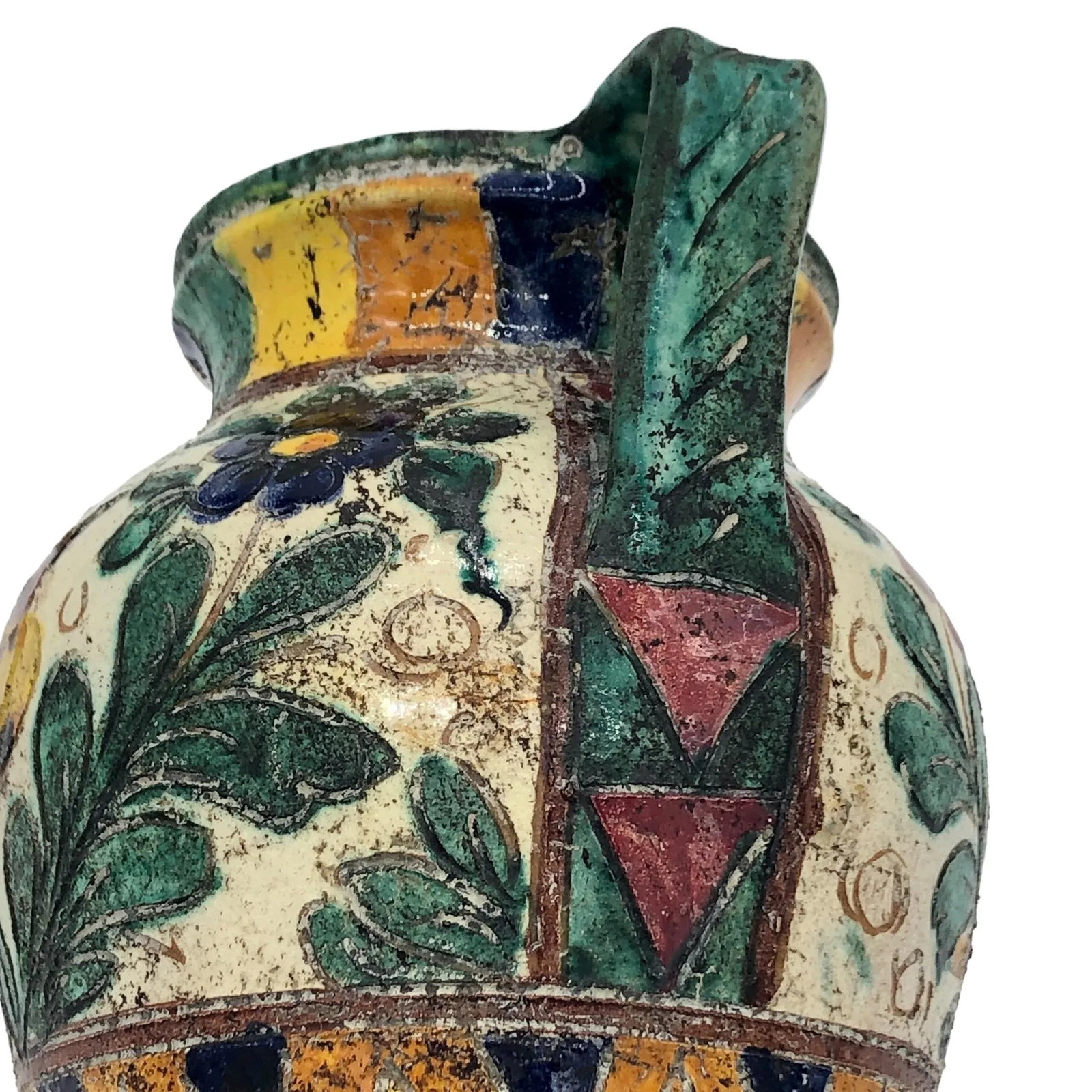 Majolica Italy Tin Glazed Urn/Vase Art Pottery With Handles - 7
