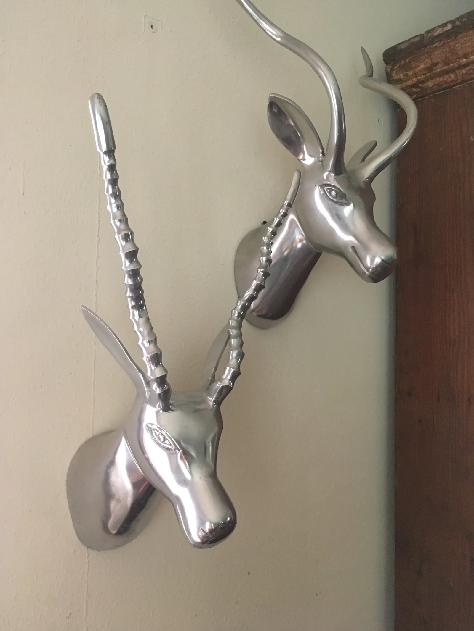 Wall Mounted Metal Heads/Horns - a Pair - 2