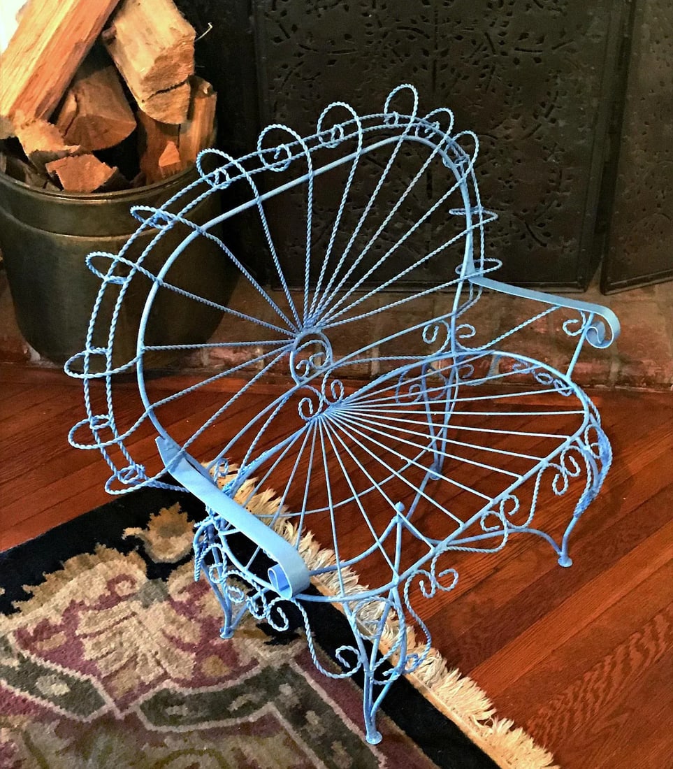 Blue Wire-Woven Plant Stands - A Pair - 2