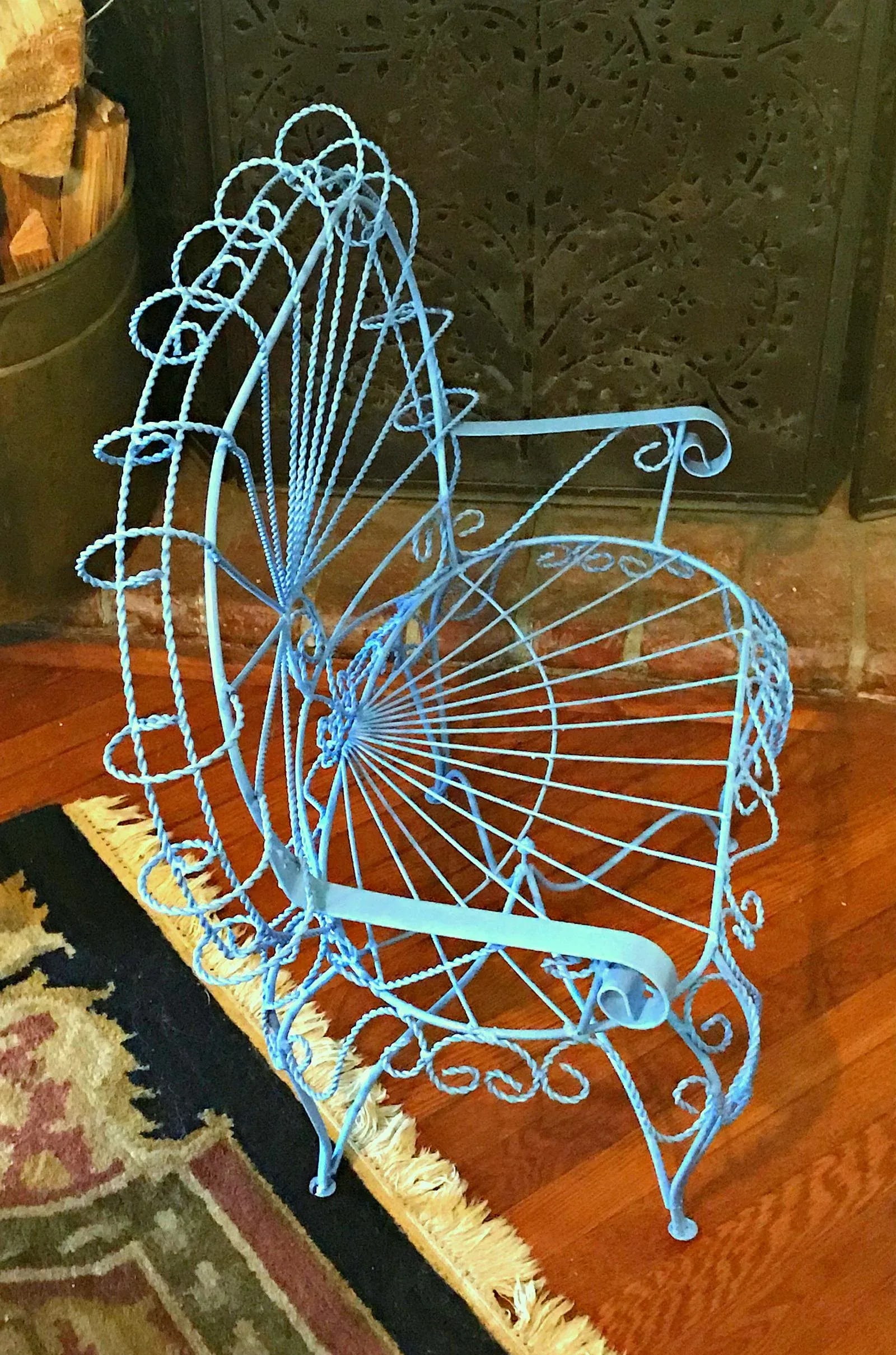 Blue Wire-Woven Plant Stands - A Pair - 3