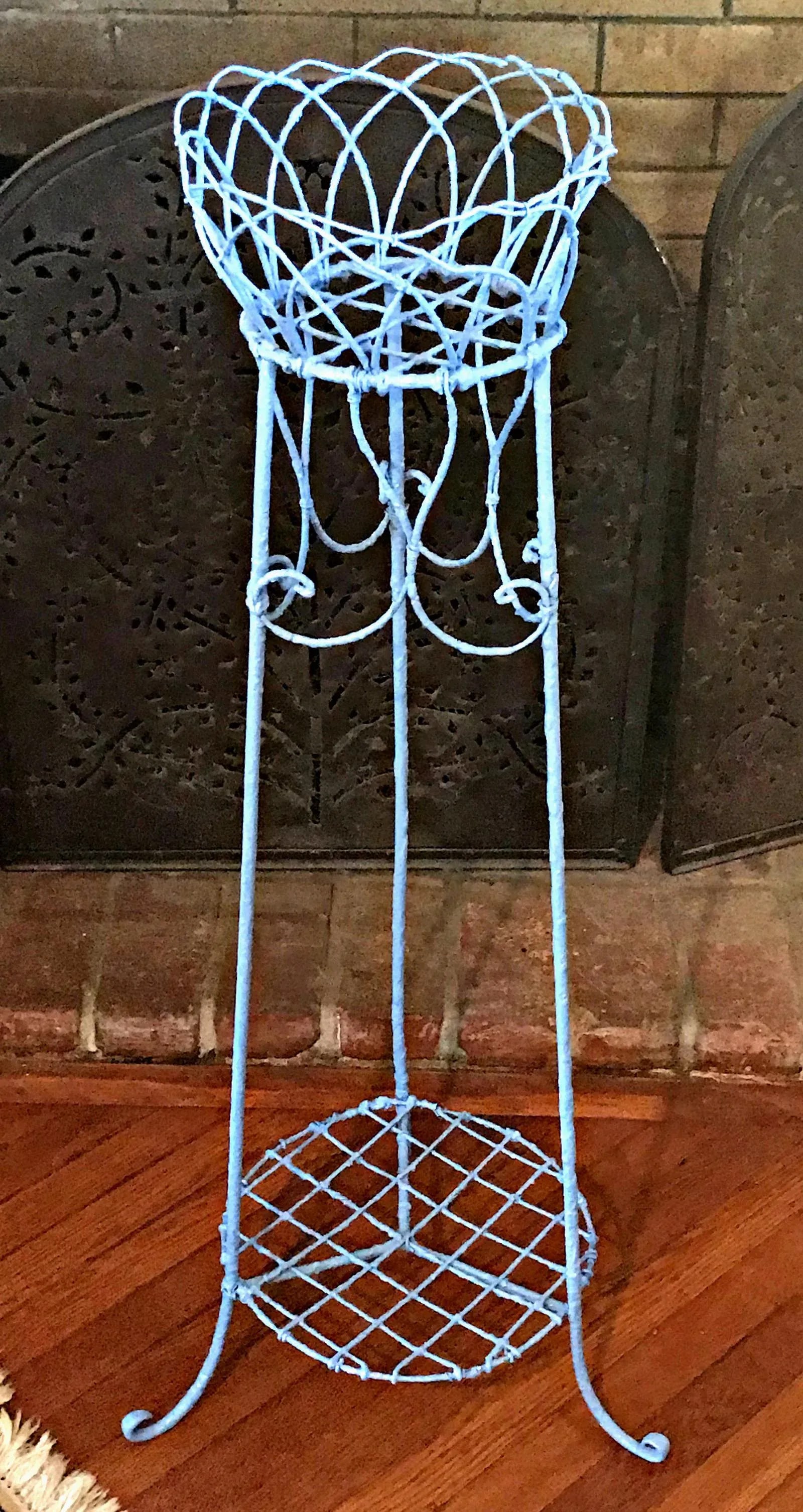 Blue Wire-Woven Plant Stands - A Pair - 5