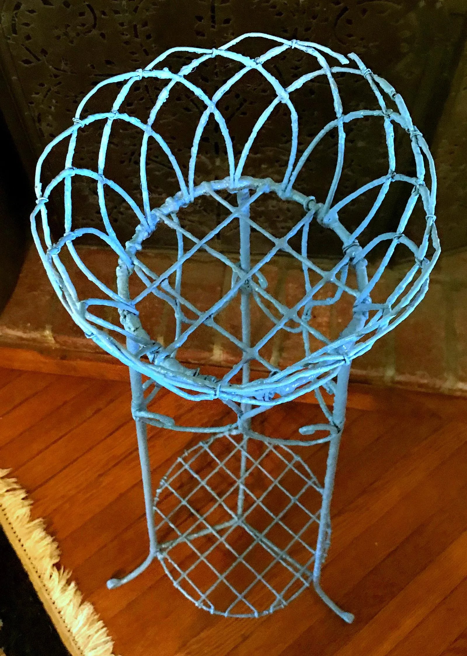 Blue Wire-Woven Plant Stands - A Pair - 6