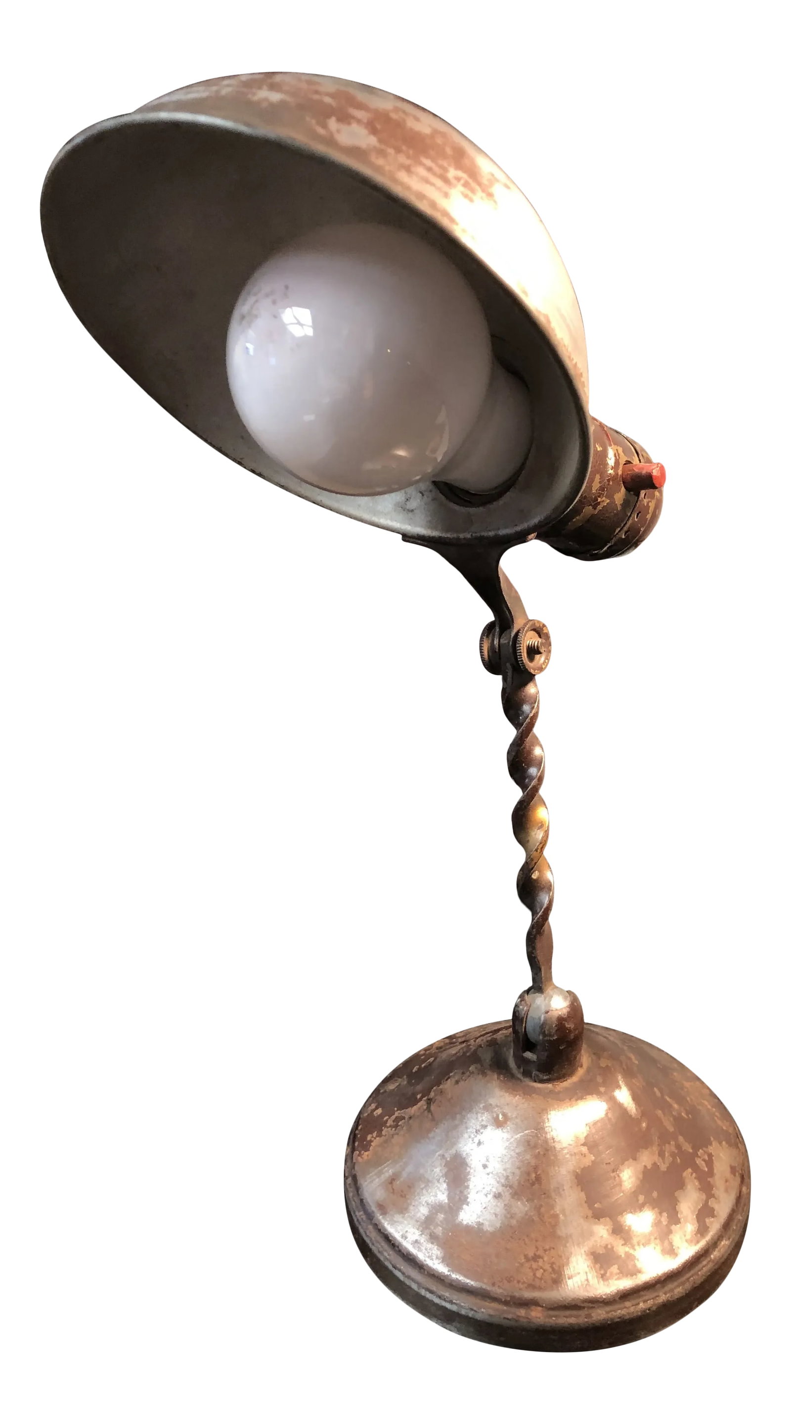 Mini Antique 1920s Metal Reading Lamp With Patina (1 of 10)