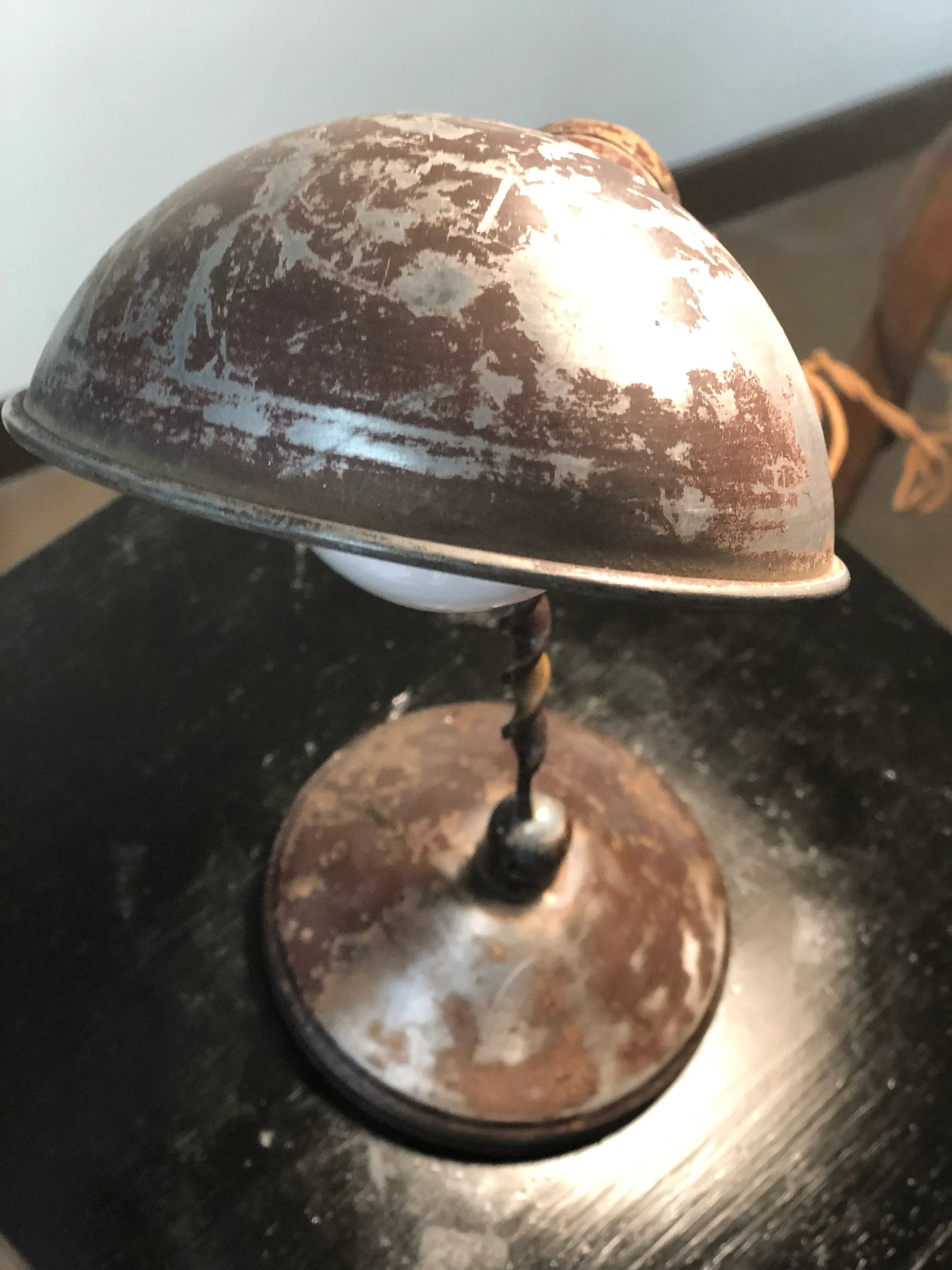 Mini Antique 1920s Metal Reading Lamp With Patina - 3