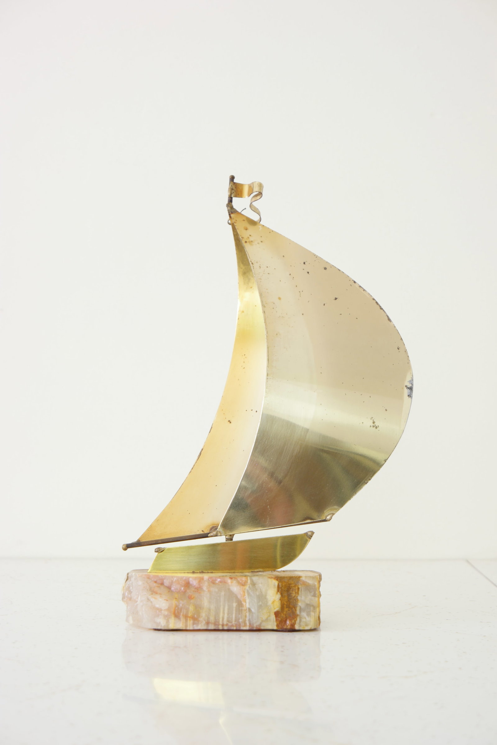 Vintage Brass Sailboat Sculpture - 7