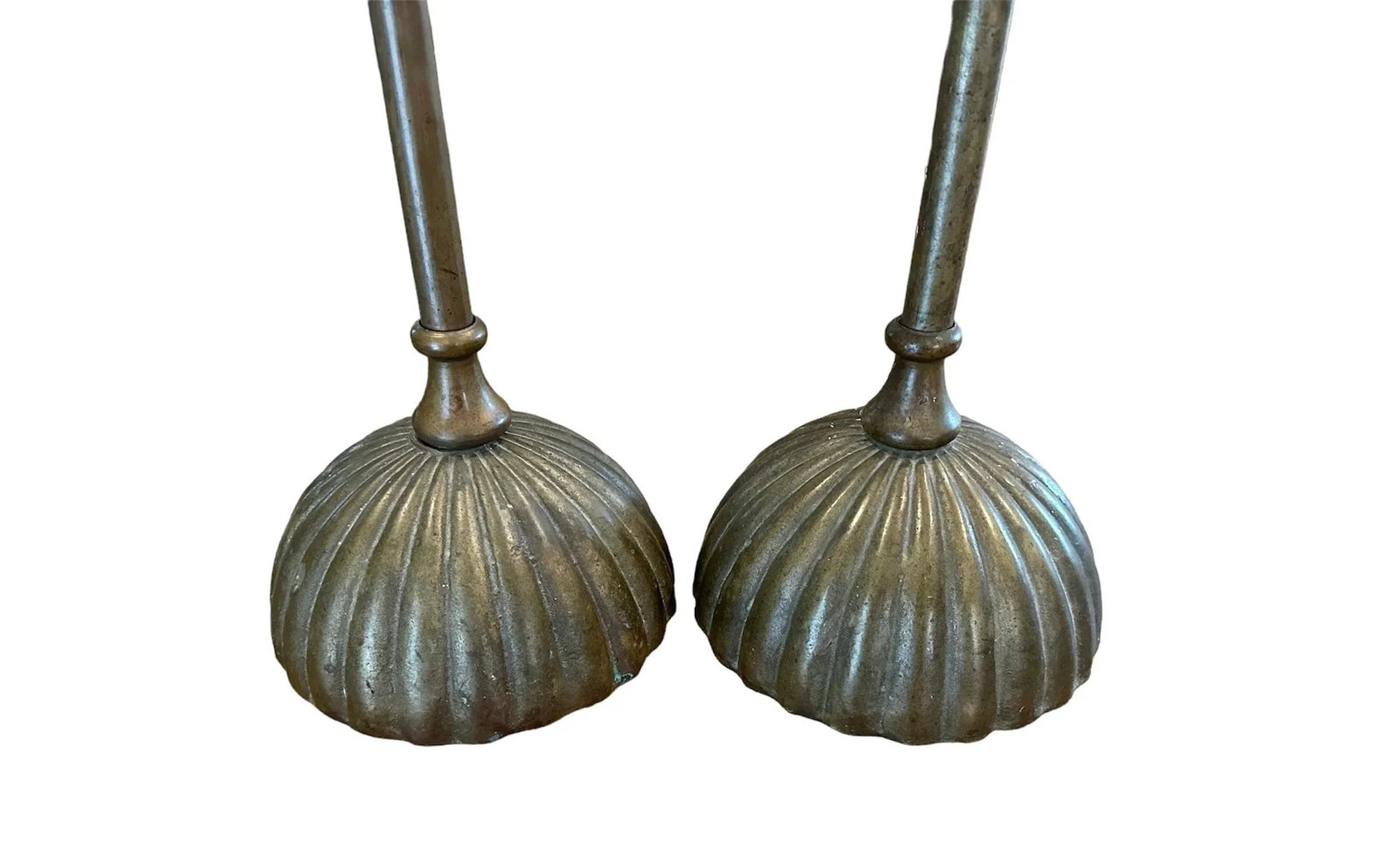 Vintage Tall Bronze Chrysanthemum Altar Candle Stands / Holders / Candlesticks in the Japanese Style - 3