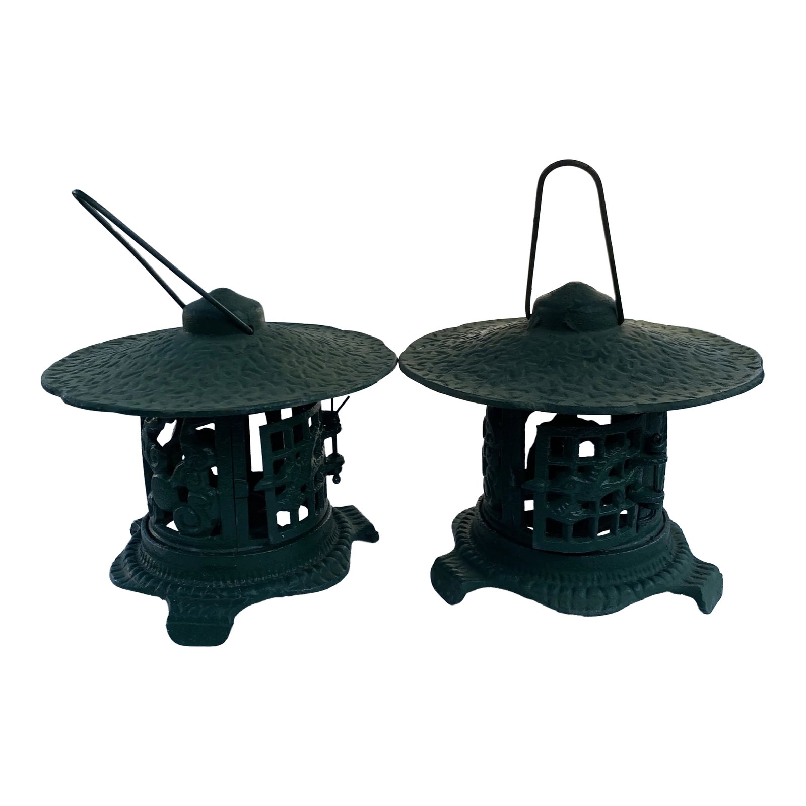 Vintage Cast Iron Pagoda Garden Lanterns - Set of 2 (1 of 8)