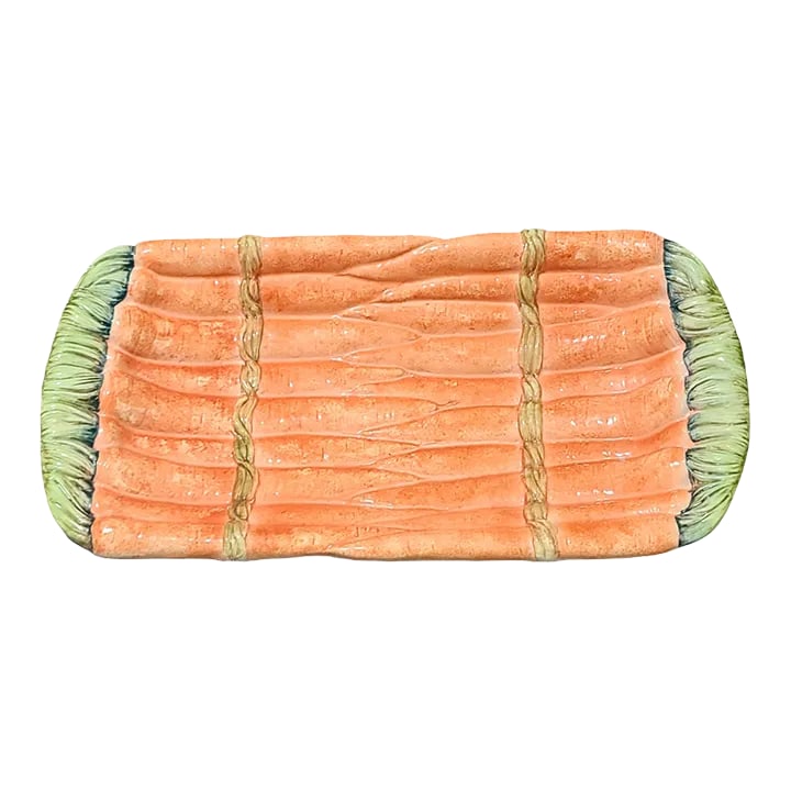 Vintage Large Ceramic Carrot Platter Marostica Italy: Rare Vintage Large Ceramic Carrot Platter measuring 19" Long 10'' Deep 2.5'' High, Made in Marostica Italy. Good condition with the exception of a minor nick on the bottom nothing major barely