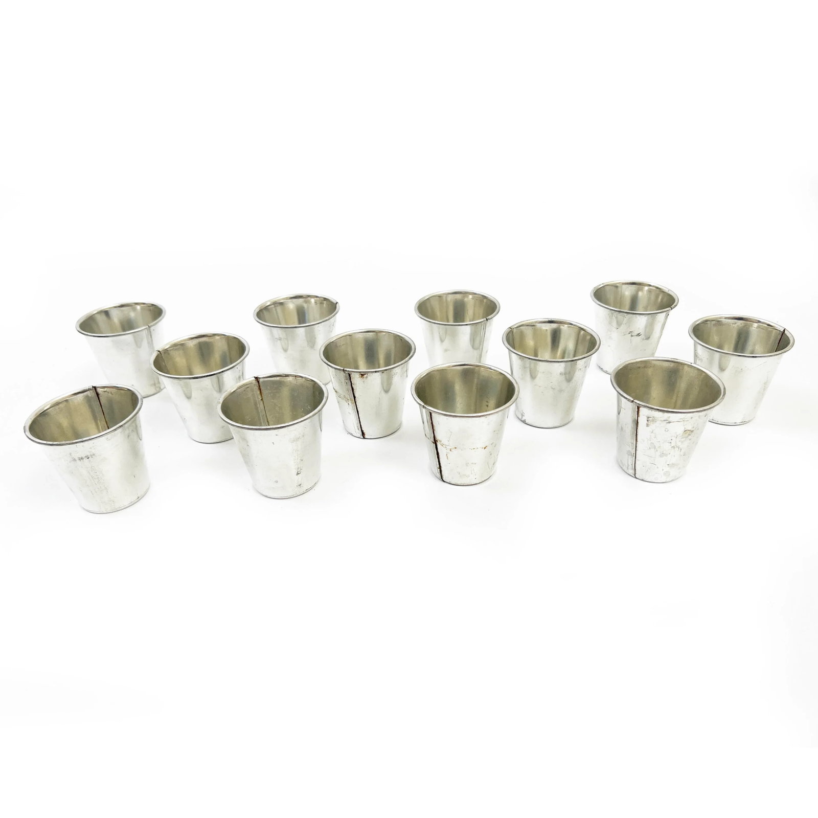 Mid Century Industrial Silver Metal Small Cups - 12 Pieces - 2