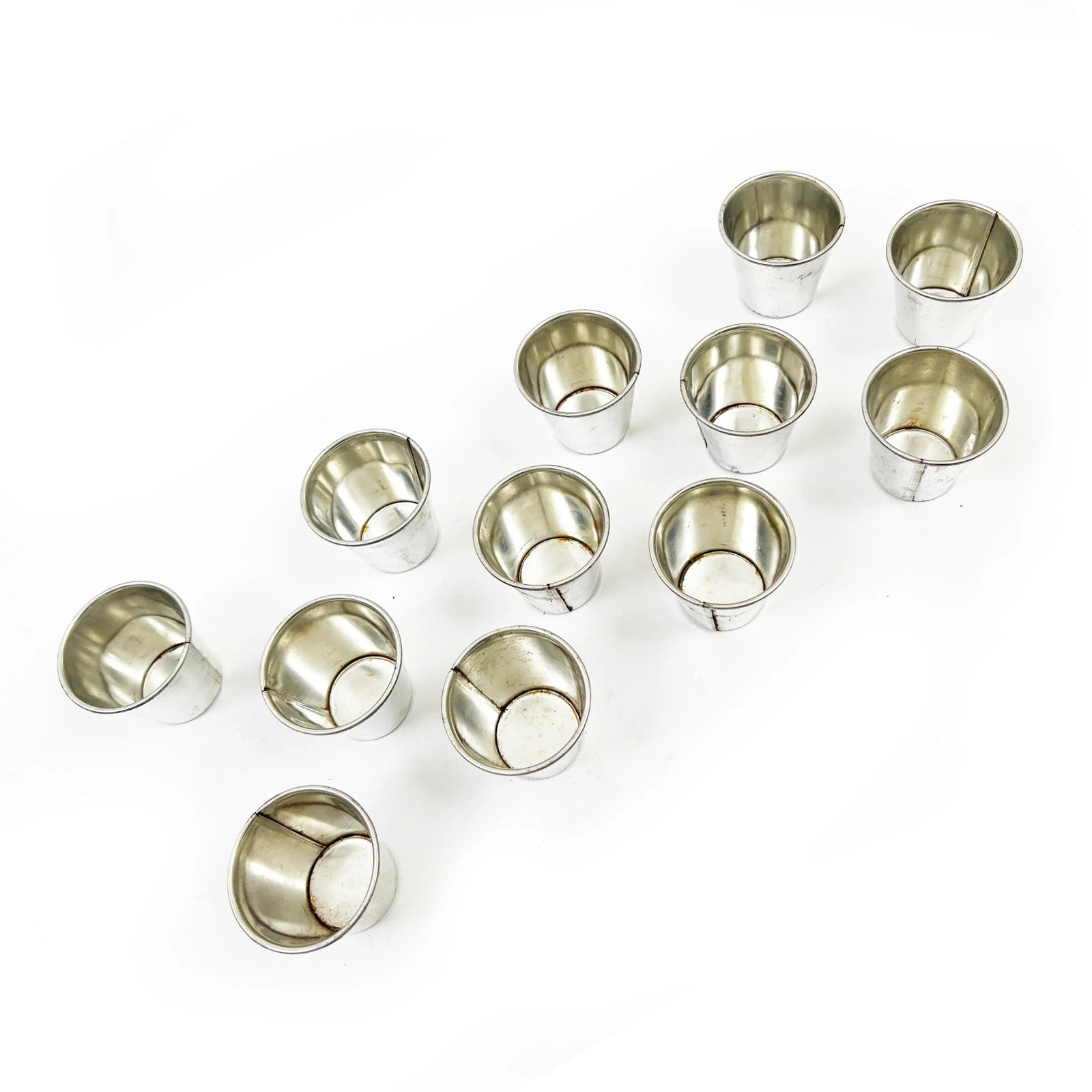 Mid Century Industrial Silver Metal Small Cups - 12 Pieces - 3