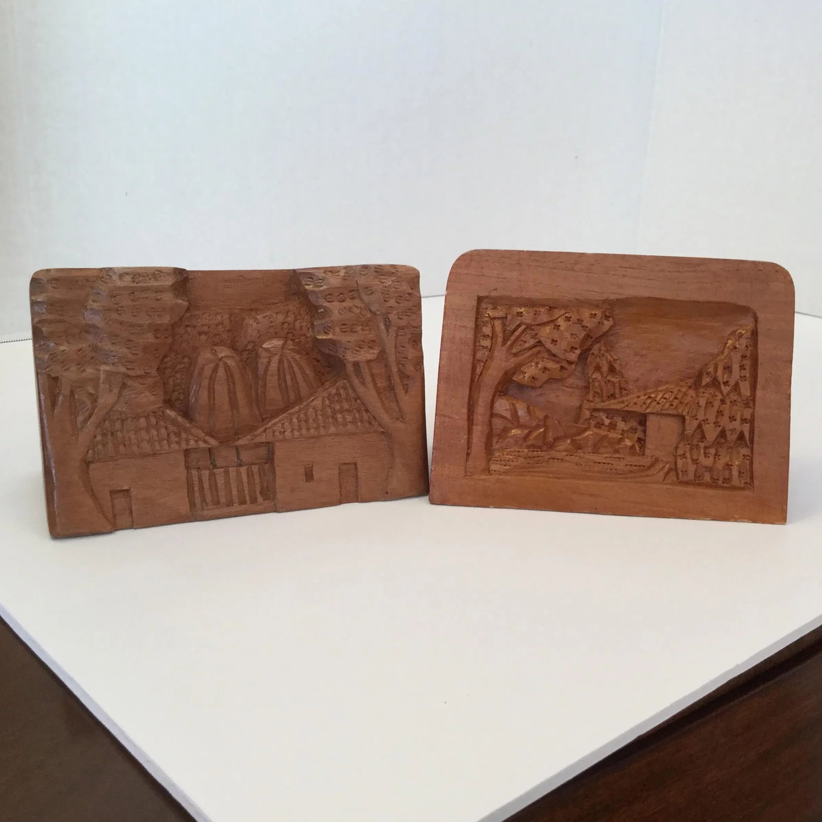 Hand Carved Wood Carvings - A Pair - 10