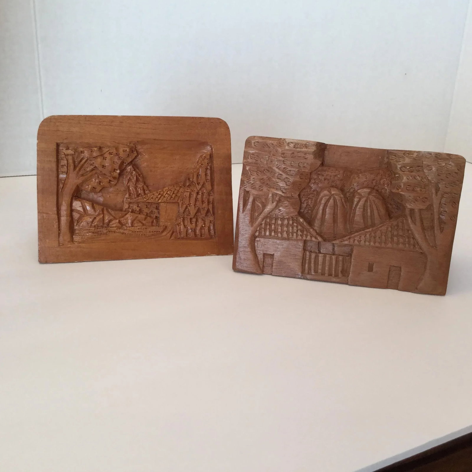 Hand Carved Wood Carvings - A Pair - 2