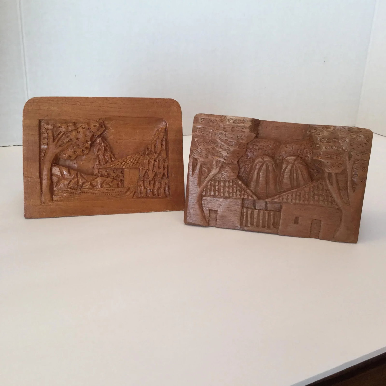 Hand Carved Wood Carvings - A Pair - 3