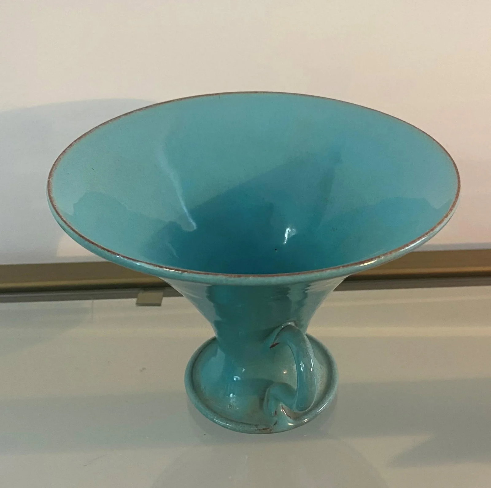 Vintage 2-Handled Turquoise Vase - 2