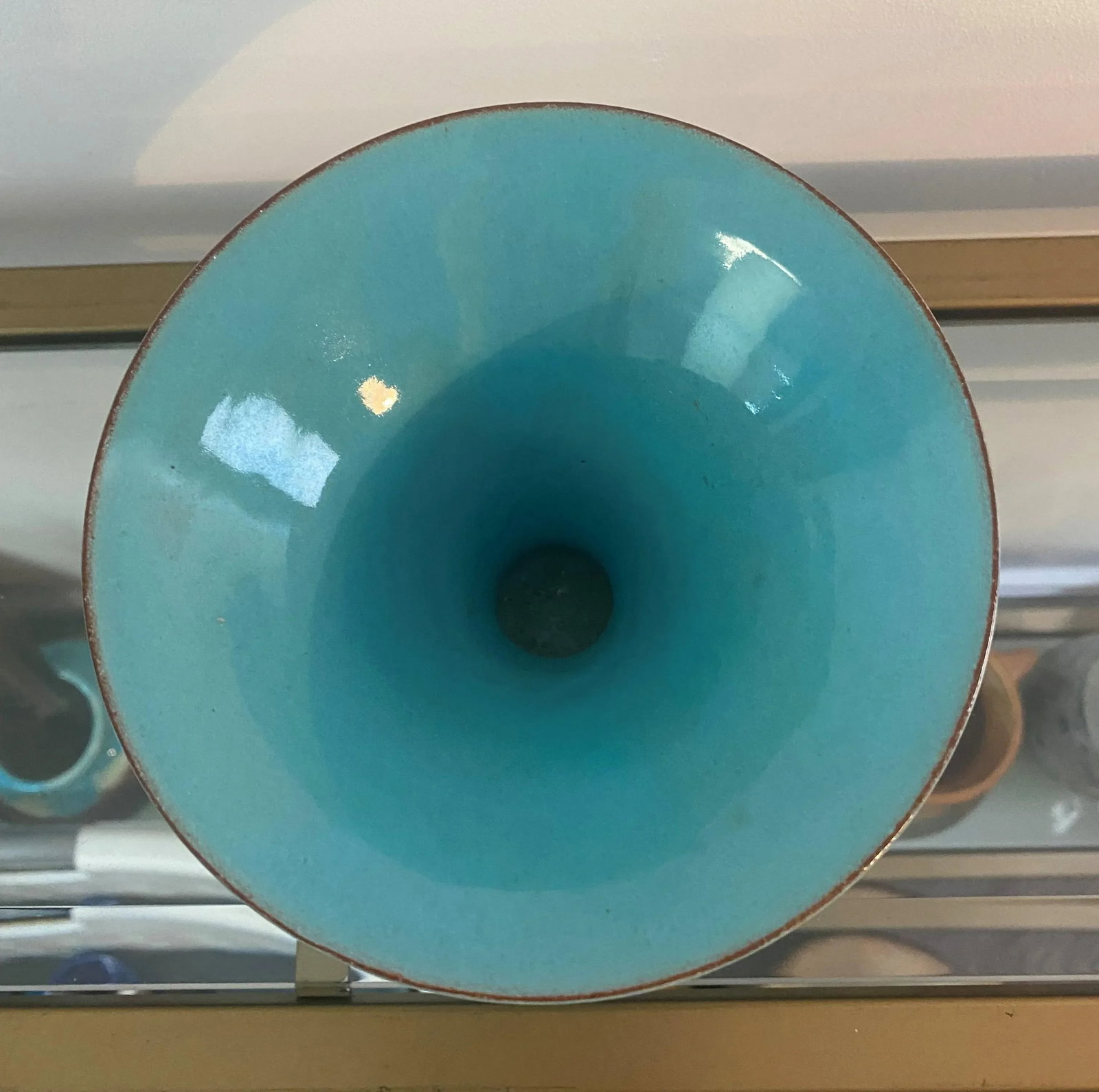 Vintage 2-Handled Turquoise Vase - 4