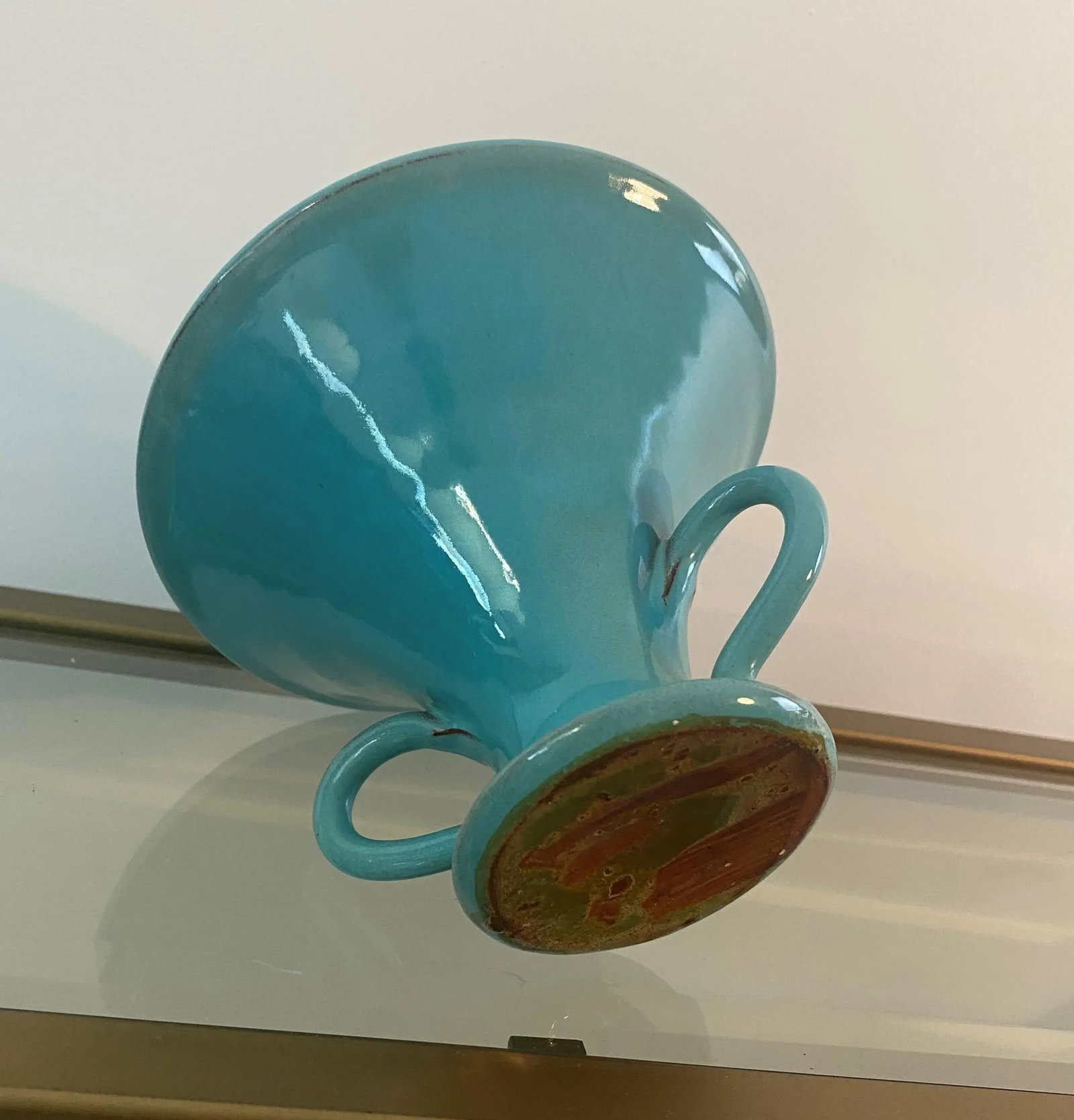 Vintage 2-Handled Turquoise Vase - 5