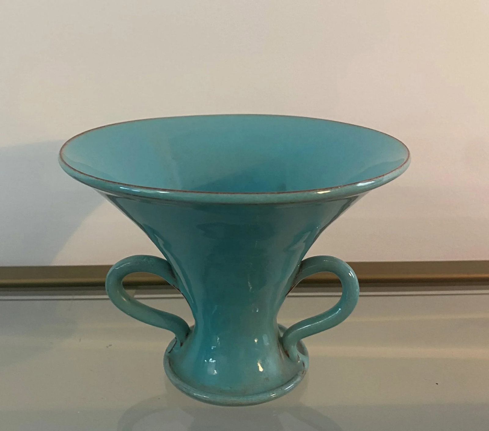 Vintage 2-Handled Turquoise Vase - 6