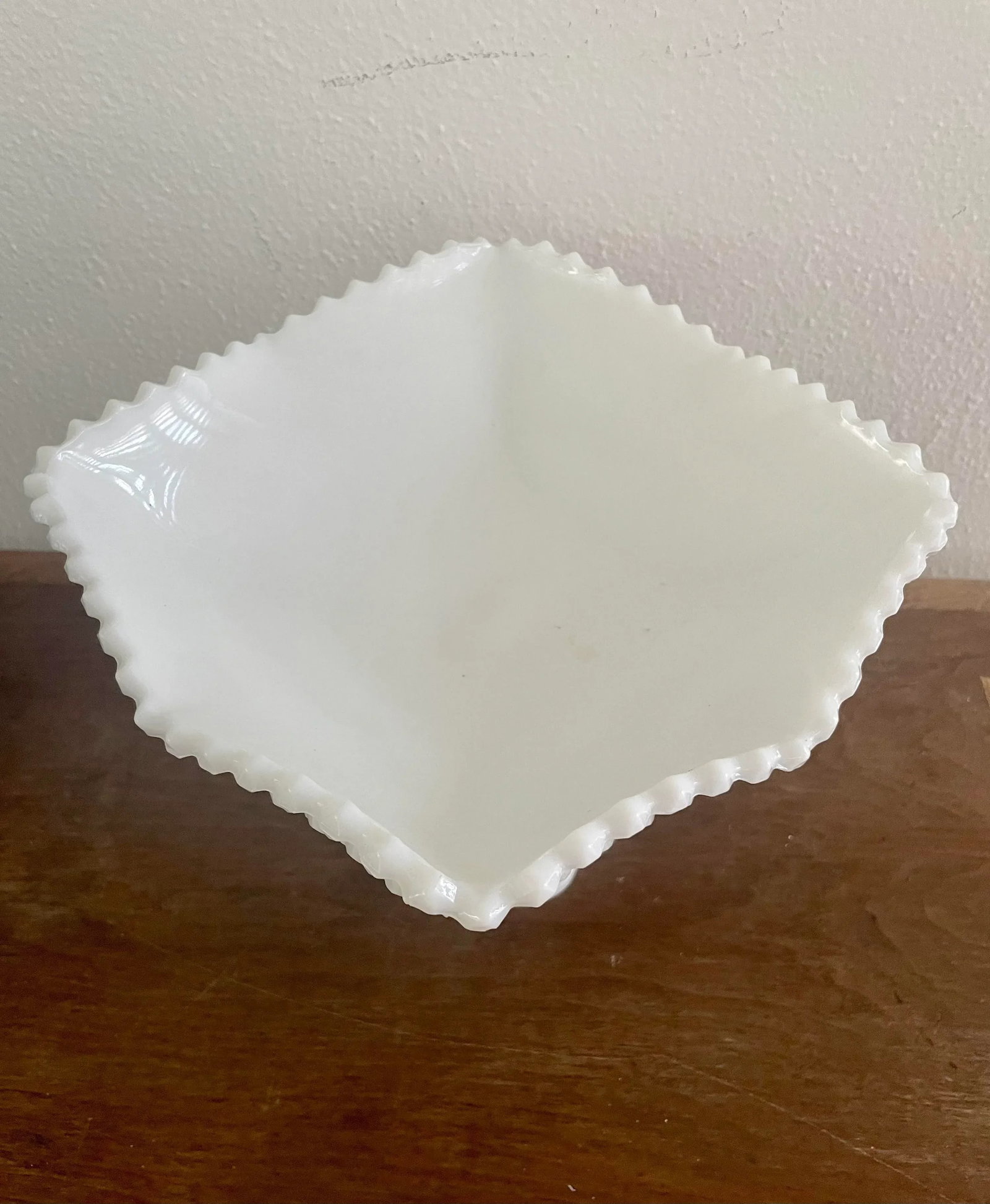 Vintage Westmoreland Square English Hobnail Milk Glass Pedestal Bowl - 5