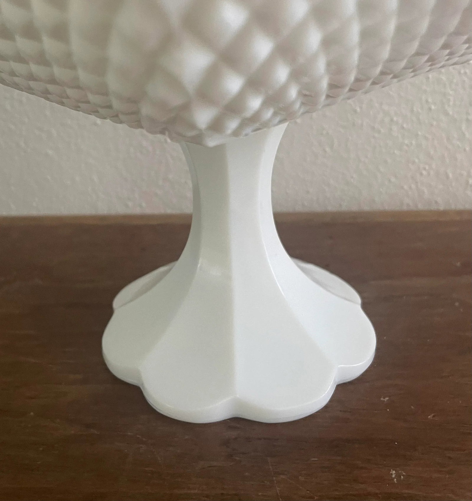 Vintage Westmoreland Square English Hobnail Milk Glass Pedestal Bowl - 6