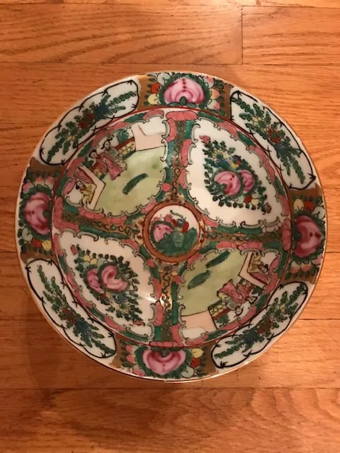Vintage Famille Rose Center Decorative Bowl - 3