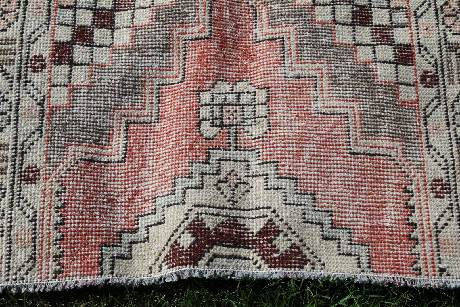 1970s Turkish Cream Oriental Hand Knotted Small Rug - 5