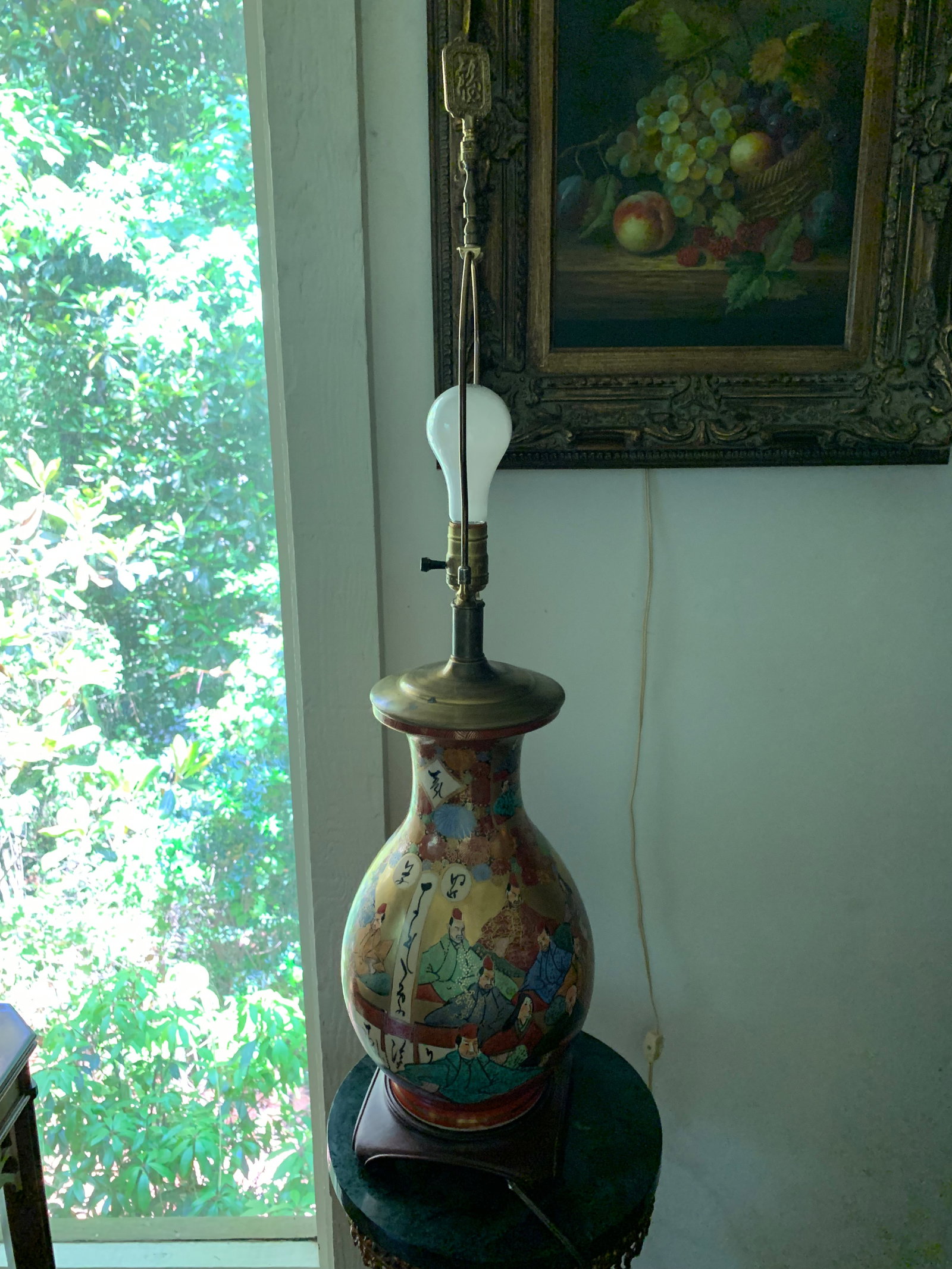 1960s Chinoiserie Hand Painted Porcelain Lamp - 9