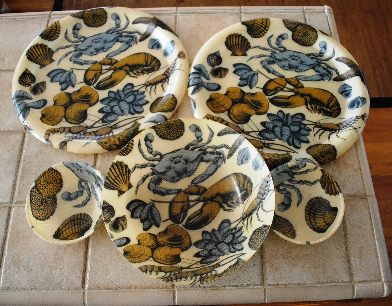 Mid 20th Century Spun Fiberglass Nautical Themed Serving Set of 5 - 2