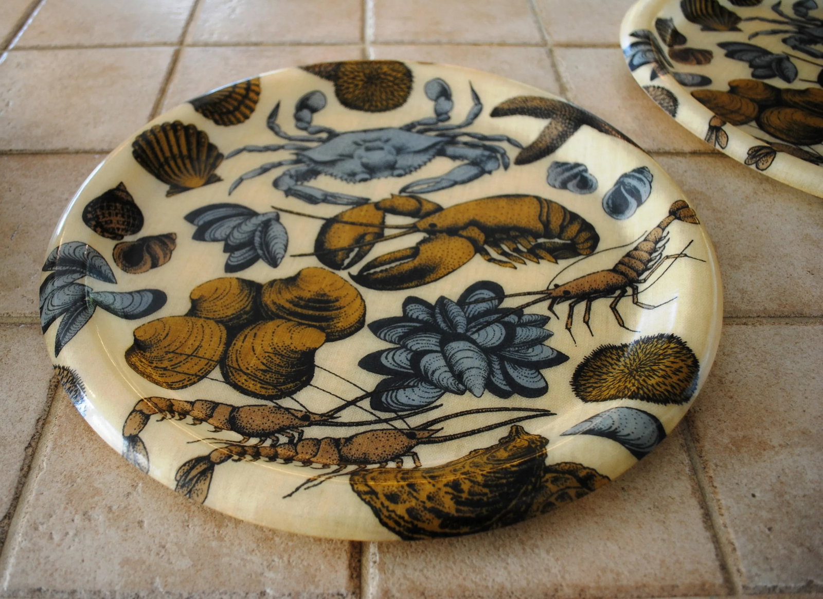 Mid 20th Century Spun Fiberglass Nautical Themed Serving Set of 5 - 7