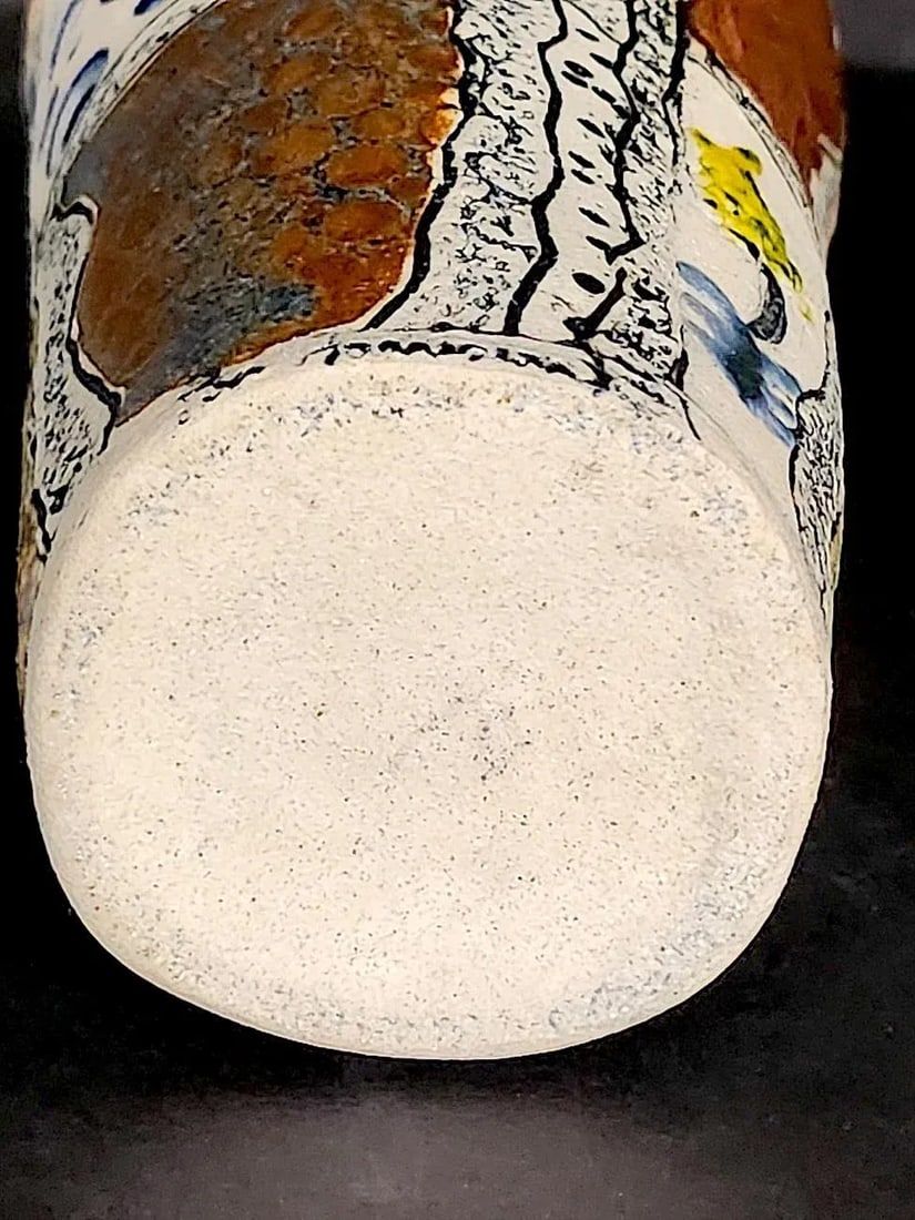 Mid 20th Century Artist Signed Studio Pottery Sgraffito Vase - 10