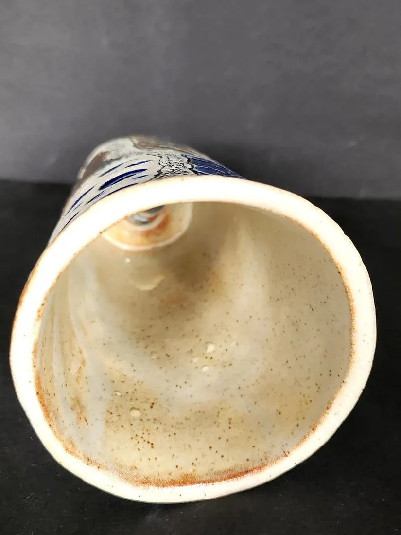 Mid 20th Century Artist Signed Studio Pottery Sgraffito Vase - 9