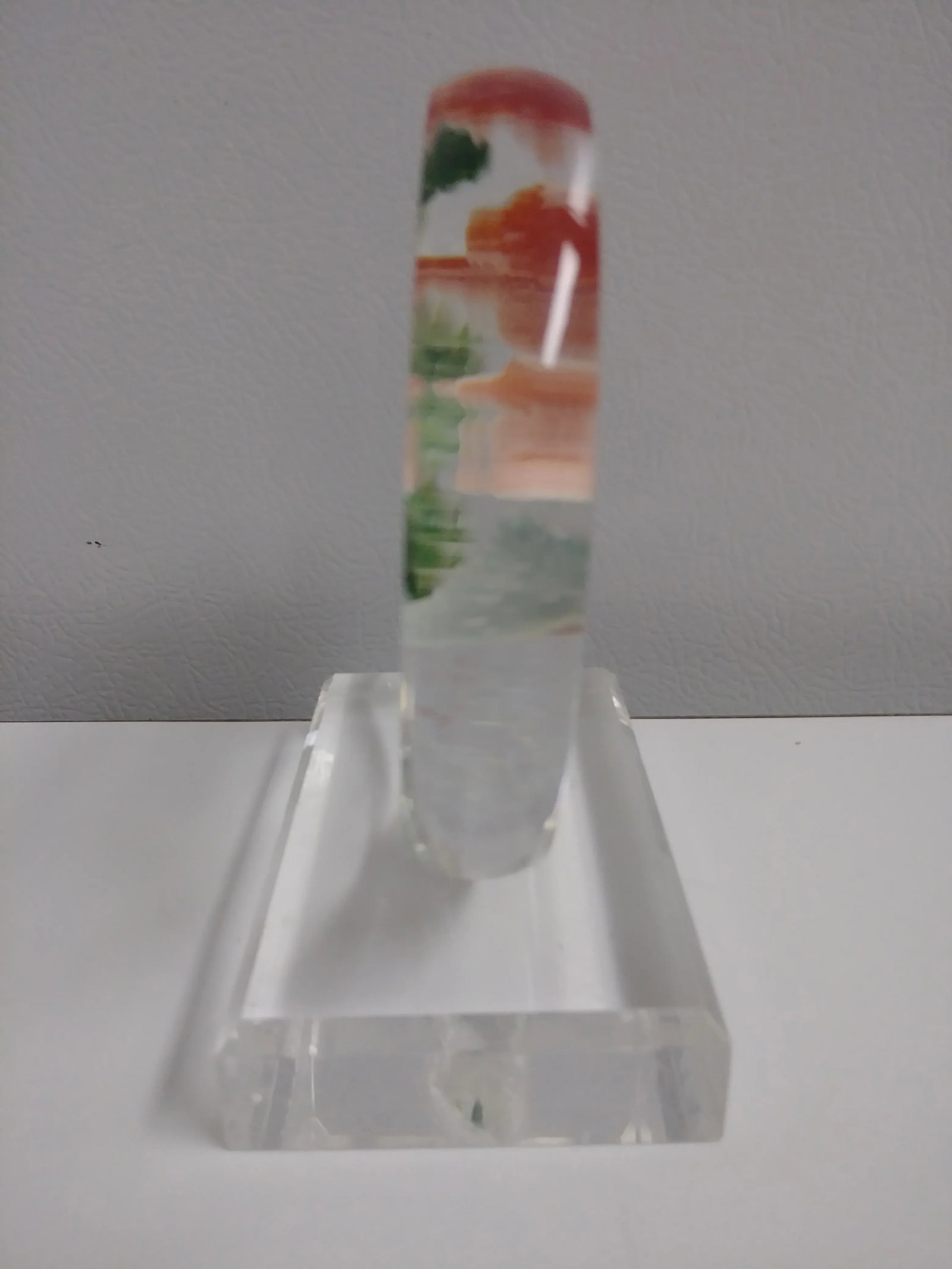 Carved Hummingbird and Honeysuckle Vine Lucite Paper Weight - 4