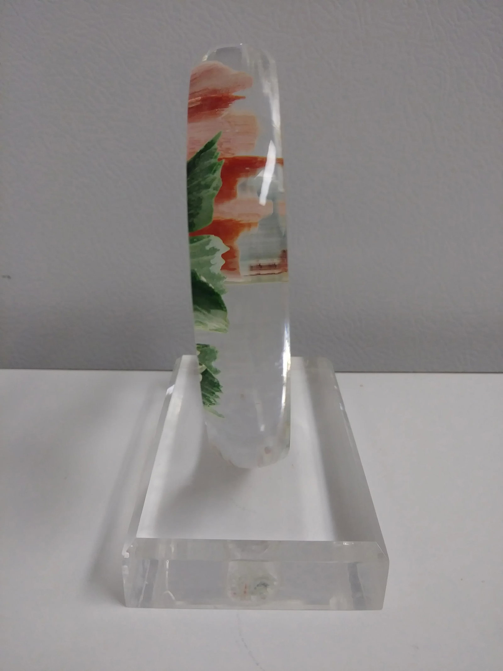 Carved Hummingbird and Honeysuckle Vine Lucite Paper Weight - 5