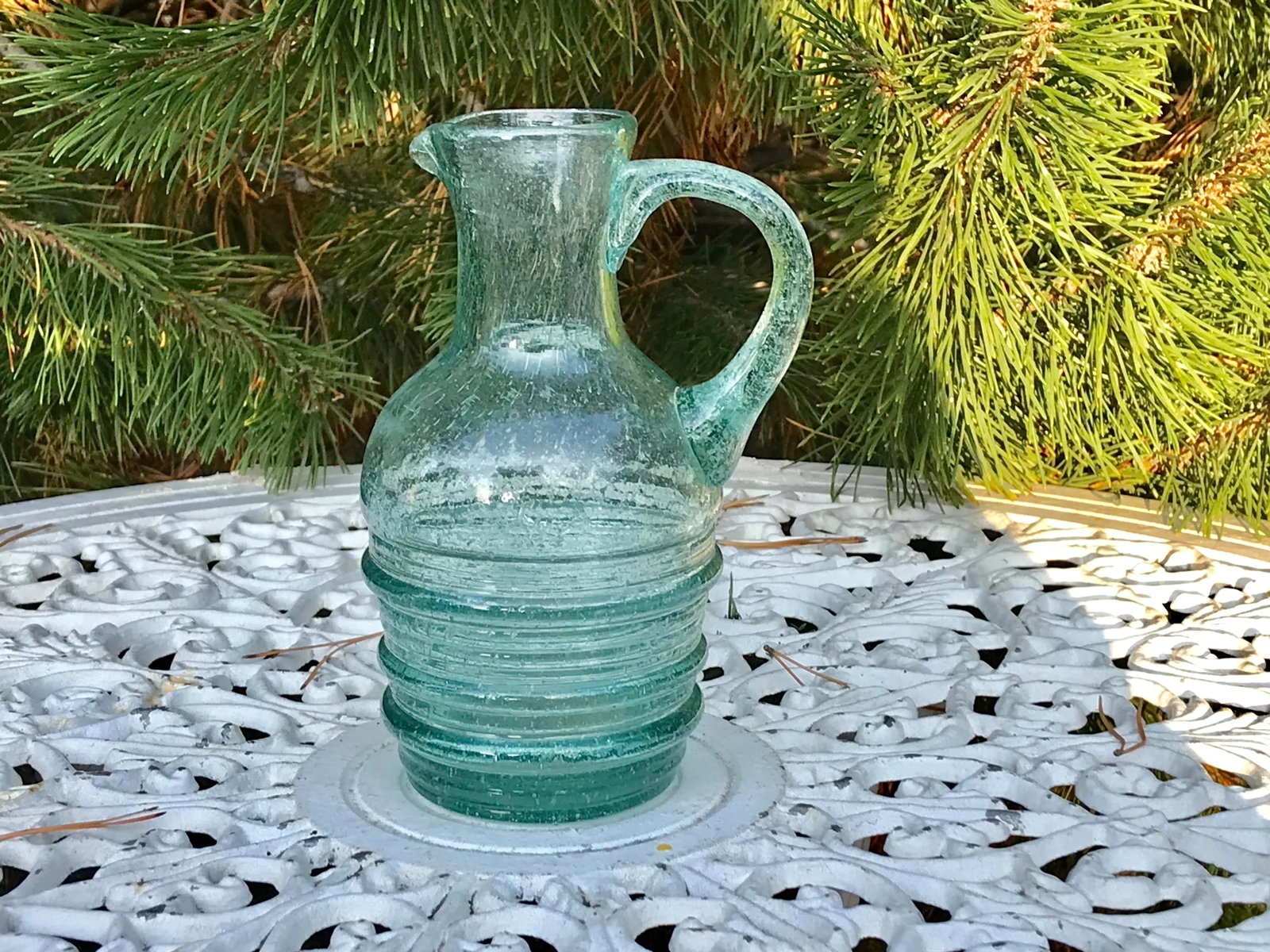 Antique Nordic Hand Blown Green Ewer Pitcher - 2