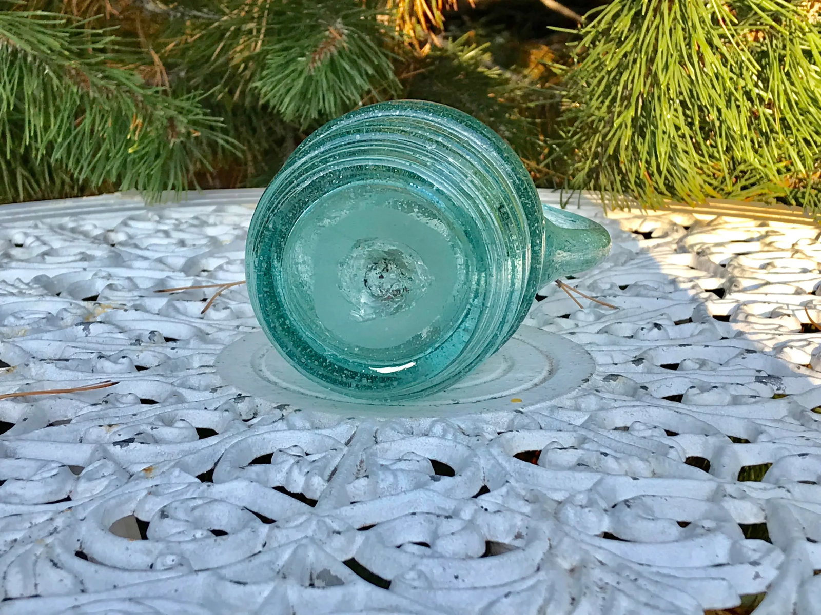 Antique Nordic Hand Blown Green Ewer Pitcher - 4