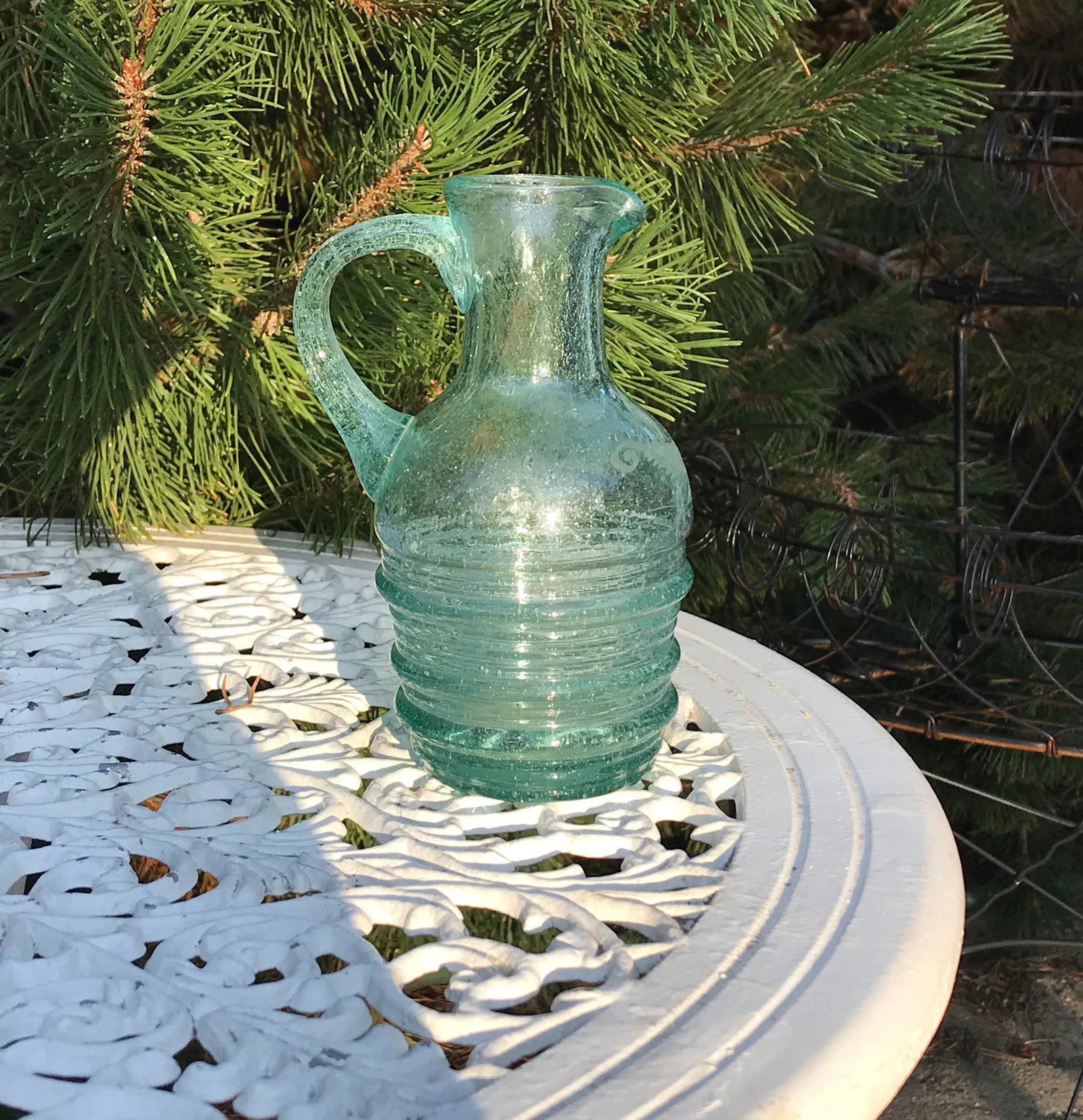 Antique Nordic Hand Blown Green Ewer Pitcher - 5