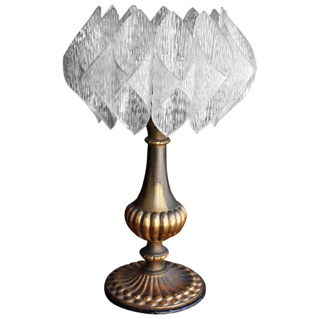 Table Lamp by Doria for Lamp Art: German brass table lamp, plexiglass shades and brass base. Condition: Alterations: Original Condition Unaltered Imperfections: Some Imperfections Condition Notes: Wear consistent with age and use.