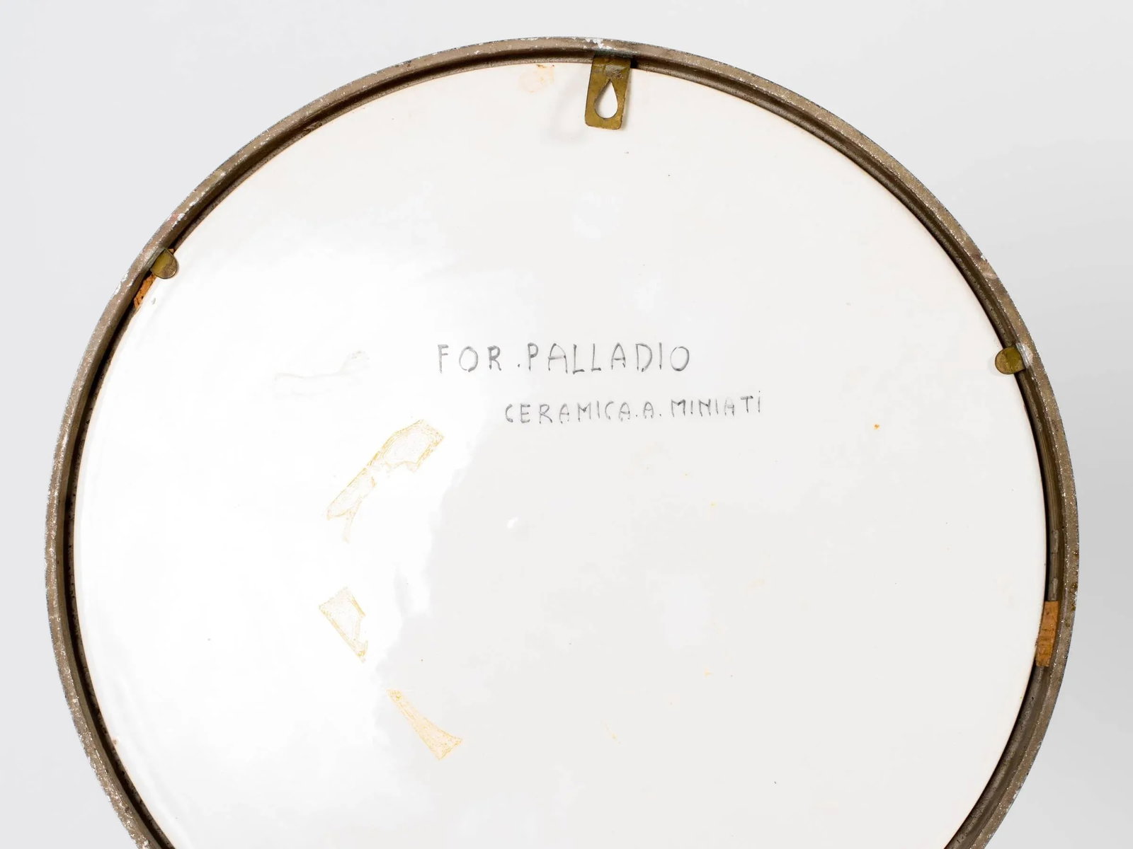 Four Italian Hand-Painted Ceramic Plaques in Brass Frames by Pallad - 2