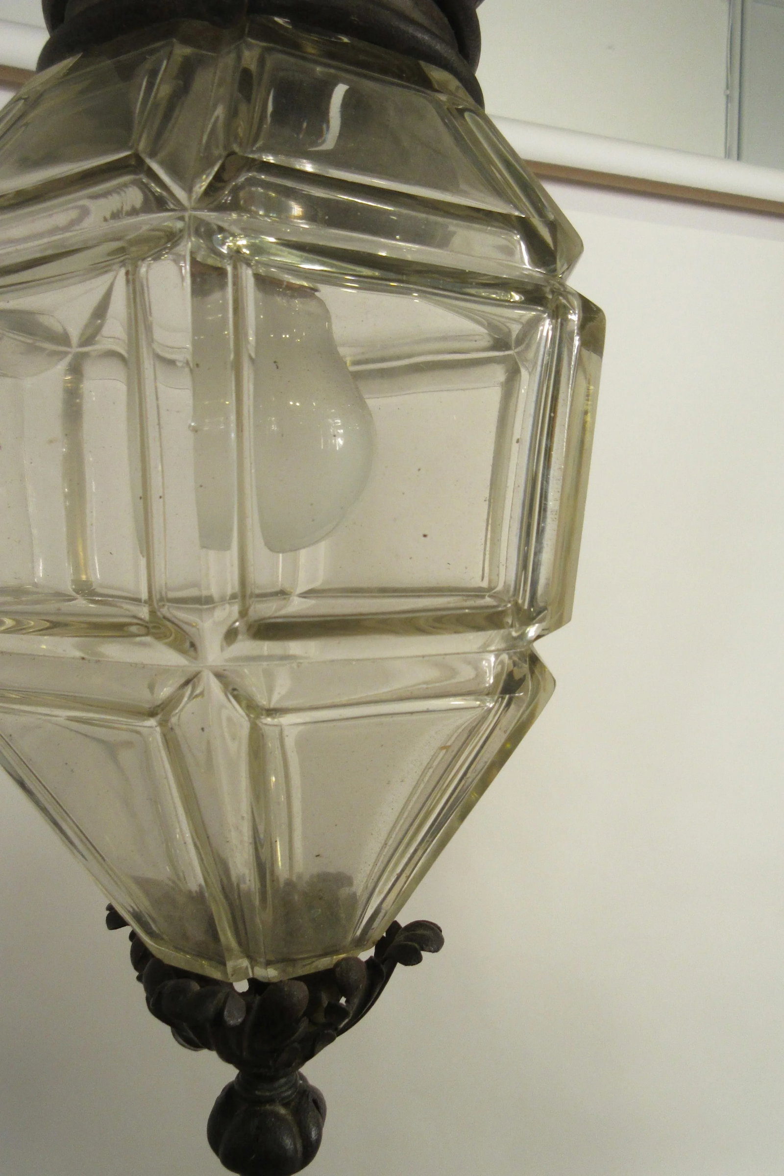 1920s Glass Lantern With Crown Top - 10