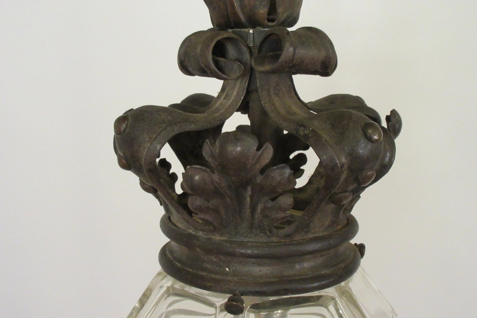 1920s Glass Lantern With Crown Top - 4