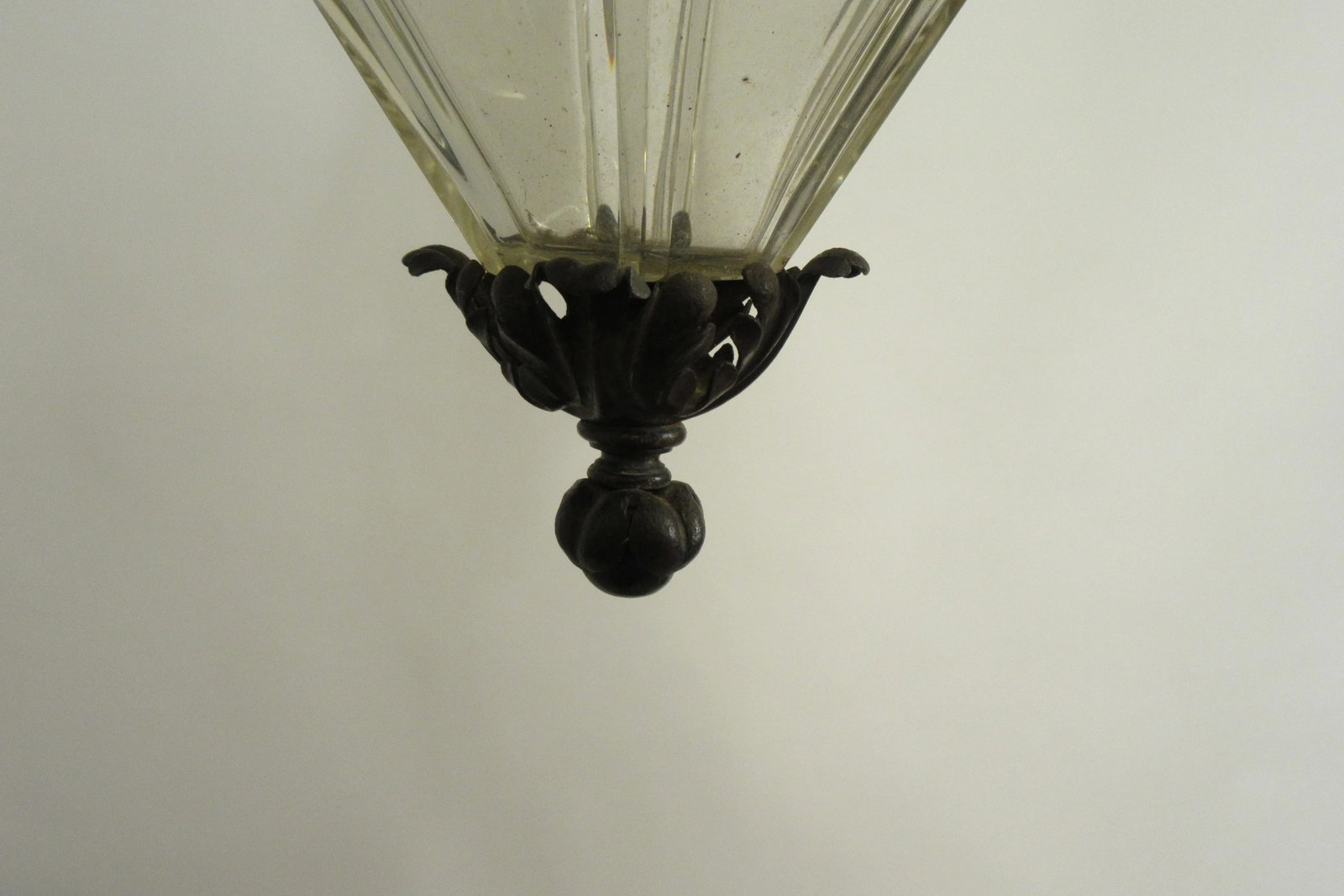 1920s Glass Lantern With Crown Top - 7