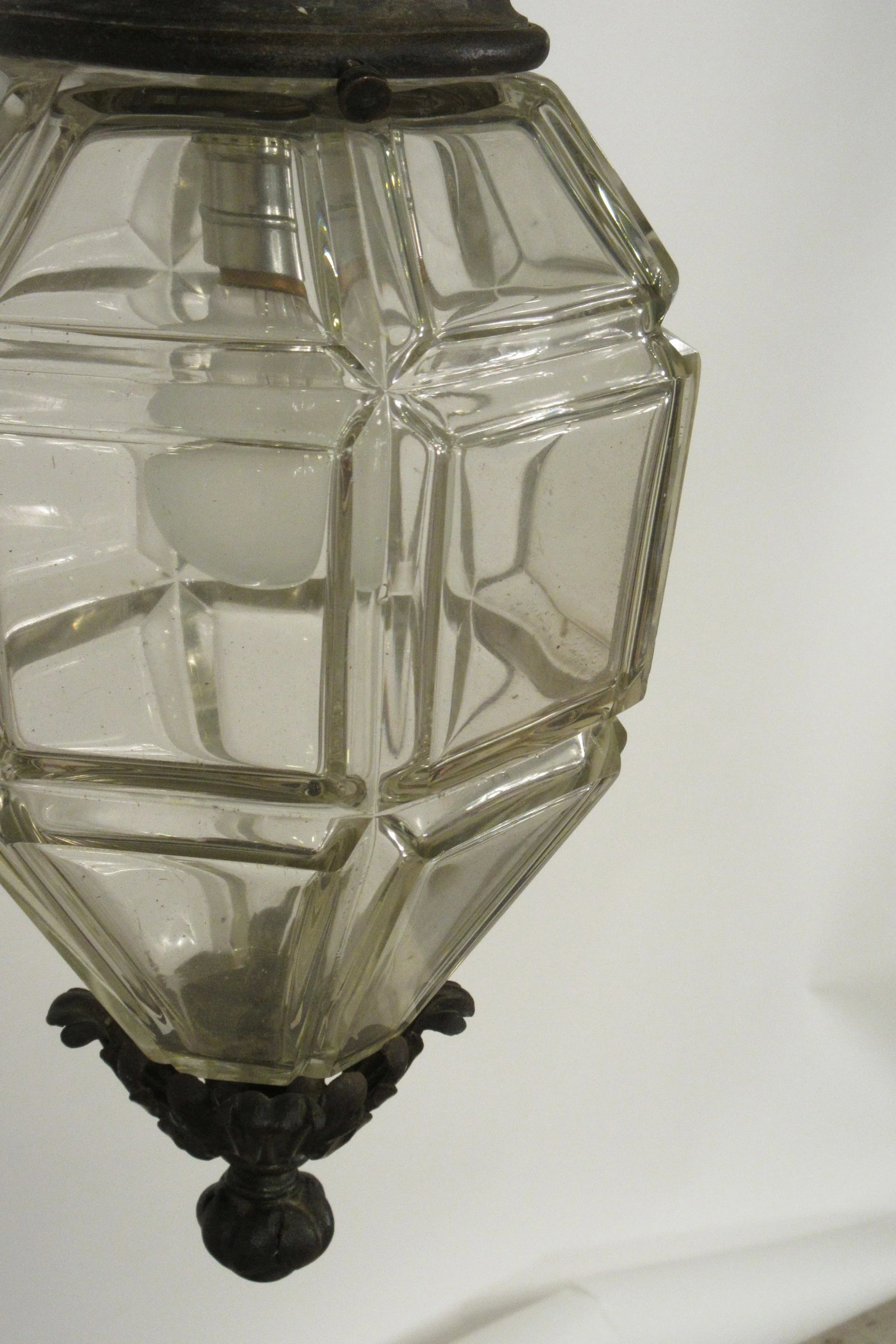 1920s Glass Lantern With Crown Top - 9