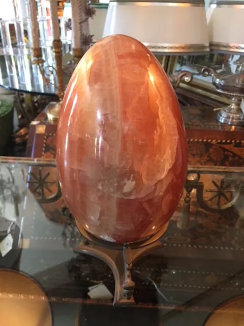 Marble Egg With Brass Stand - 10