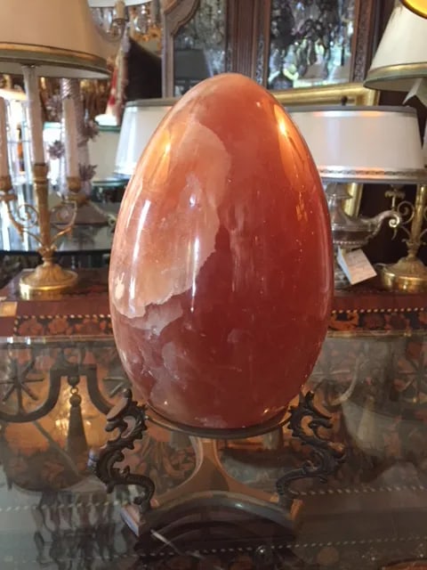 Marble Egg With Brass Stand - 8