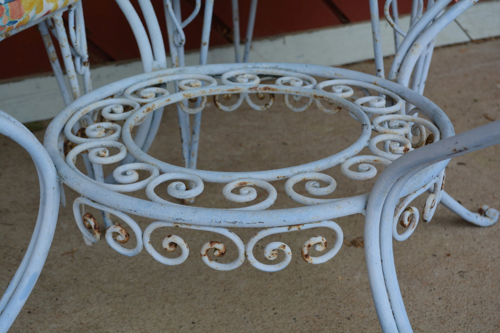 Vintage Rene Prou Style Wrought Iron Round Glass Top Patio Table & 4 Chairs - 5