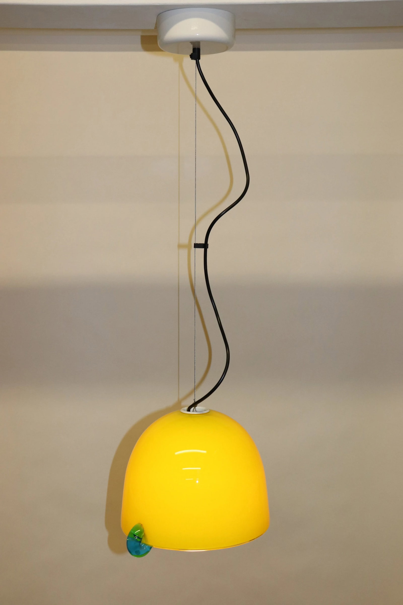 Mid-Century Modern Pendant Lamp Murano Yellow Glass - 2
